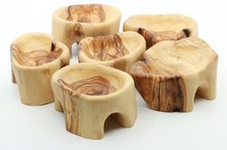 set of handmade wooden bowls