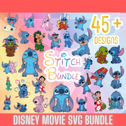 45 plus lilo and stitch layered svg bundle