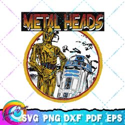 star wars r2-d2 c-3po metal heads circle portrait png, svg, sublimation design, star wars svg, digital download