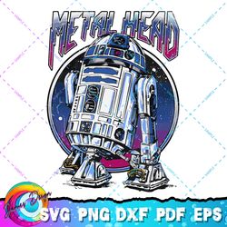 star wars r2d2 metal head vintage graphic t-shirt z2 png, svg, sublimation design, star wars svg, digital download