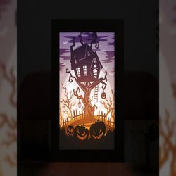 halloween lightbox template, shadow box template, paper cutting template, light box svg files, 3d papercut lightbox svg,