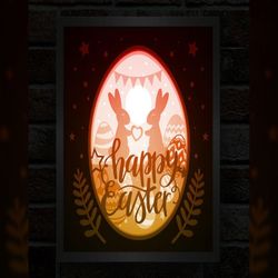 happy easter lightbox,shadow box template, paper cutting template, light box svg files, 3d papercut lightbox svg, file d