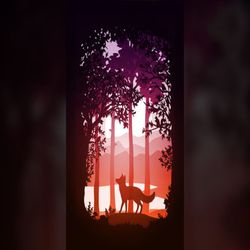 forest (fox) lightbox template, shadow box template, paper cutting template, light box svg files, 3d papercut lightbox s