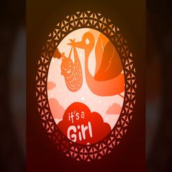 it's a girl lightbox template, shadow box template, paper cutting template, light box svg files, 3d papercut lightbox sv