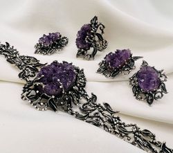 exquisite set with natural amethyst