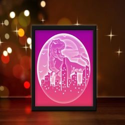 t rex light box sublimation, shadow box template, paper cutting template, light box svg files, 3d papercut lightbox svg,