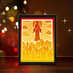 jesus light box, shadow box template, paper cutting template, light box svg files, 3d papercut lightbox svg, file diy, c