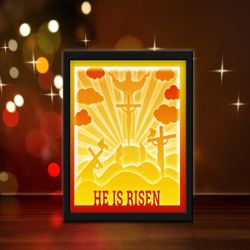 he is risen light box, shadow box template, paper cutting template, light box svg files, 3d papercut lightbox svg, file