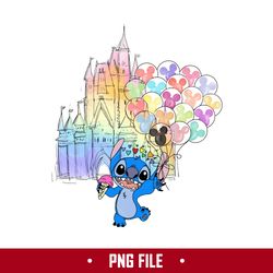 stitch with balloon mickey png, stitch disney castle png, disney png digital file