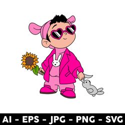 baby benito sunflower svg, benito svg, bad bunny svg, sunflower svg, png jpg dxf eps digiatl file - digital file