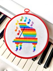 rainbow piano cross stitch pattern pdf by crossstitchingforfun instant download