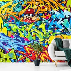 graffiti wallpaper self-adhesive, colorful graffiti murals for kids bedroom decor, removable wallpaper sticker decal