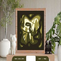 Man Fishing 3D Shadow Box Papercut, Shadow Box Template, Pap - Inspire  Uplift