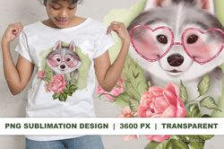 dog and flowers png sublimation