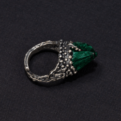 unique sharp rings with natural malachite