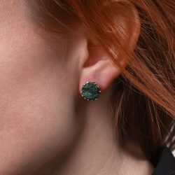 unique earrings with natural malachite studs