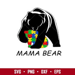 mama bear autism svg, mother's day svg, png dxf eps digital file