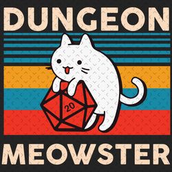 dungeon meowster svg, trending svg, dungeon svg, cat svg, cat plays game svg, nerdy gamer cat svg, gamer svg, vintage ca