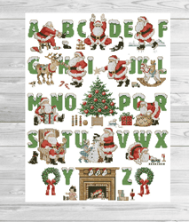 cross stitch pattern | embroidery alphabet | embroidery santa claus | vintage cross stitch pattern | pdf