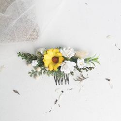 sunflower hair comb, sunflower hair clip, sunflower hair piece, summer hair piece, flower hair comb