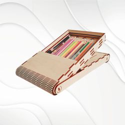 gift pencils box case svg dxf vector design for laser cut.