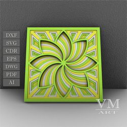 f03 - layered flower svg, 3d flower mandala, laser cut file mandala dxf file, layered mandala svg for cricut, 3d flower