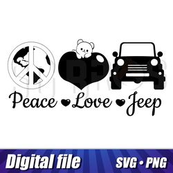 peace love jeep svg png clipart, jeep cricut, peace love, peace sign, peace and jeep, vector jeep image, cut file art