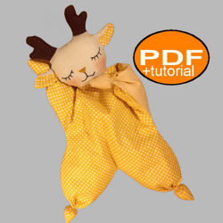 deer doll pattern sewing pattern tutorial pdf baby lovey pattern deer toy comforter plushie pattern