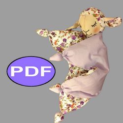 lamb doll pattern pdf tutorial baby lovey sewing pattern lamb toy security blanket newborn toy pattern toy comforter