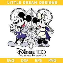 disney 100 years svg, mickey and minnie 100 years of wonder svg, disney 100 years dxf eps svg png