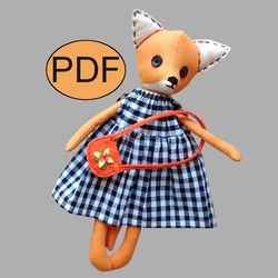 fox doll pattern fox toy sewing pattern tutorial rag doll pattern cloth doll pattern fabric doll plushie pattern softie