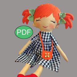 rag doll pattern  & sewing tutorial pdf cloth doll pattern diy doll handmade doll heirloom doll fabric doll pattern