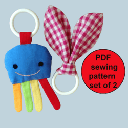 baby rattle toy pattern teething ring bunny ears jellyfish