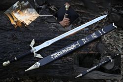 black edition: custom hand-forged stainless steel full tang zelda skyward link's master sword & scabbard - ultimate gift