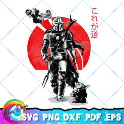 star wars the mandalorian the child red sun ink portrait tpng, svg, sublimation design, star wars svg, digital download