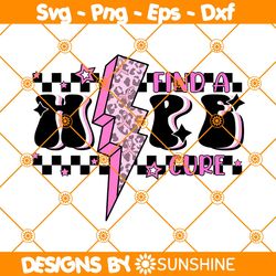 hope find a cure svg, breast cancer svg, breast cancer awareness svg, pink ribbon cancer lightning bolt svg