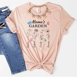 custom mothers day shirt, personalized mothers day gift shirt, customized mom tee, mama's garden t-shirt, mothers day gi