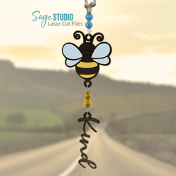 bee kind car charm svg laser cut files | bee svg | car accessories | glowforge files | svg file for cricut