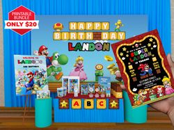 super mario birthday party theme editable instant download package