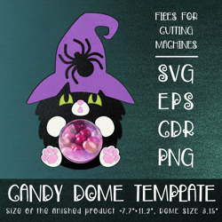 black cat | halloween candy dome template