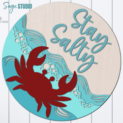 beach svg laser cut files | crab svg | stay salty svg | welcome sign svg | front door sign svg | glowforge files
