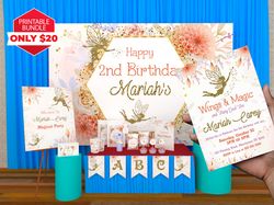 fairy birthday girl party editable instant download package