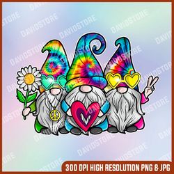 Groovy Three Hip-pi-e G-no-mes Png, Peace Love G-no-mies Png, Digital File, PNG High Quality, Sublimation, Instant