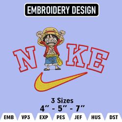 one piece nike, monkey d. luffy nike embroidery files, nike embroidery, anime inspired embroidery design