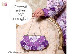 evening bag  irish crochet lace crochet pattern , crochet motif , crochet flower pattern , bag crochet pattern .