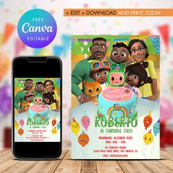 editable cody cocomelon birthday invitation instant download