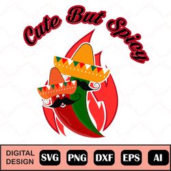 cute but spicy svg cut file, sombrero svg, 5 may svg, mexican food svg, mexican svg, mexican celebration svg, mexican qu