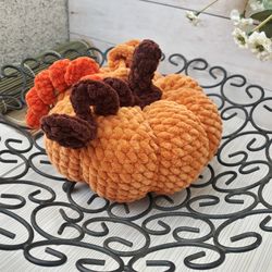 crocheted farmhouse ukrainian pumpkin for home decor, stuffed plush interior toy, pavlova's toys