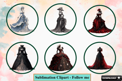 victorian lady in 19th century dress clipart watercolor png