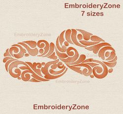 wedding rings machine embroidery design, married rings embroidery designs wedding ring patterns, 7 sizes